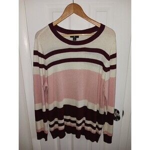 J Jason Wu Top Knit Women's XL Multi Striped Sweater Pink White Maroon **flaw**‎